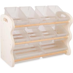 B. toys  Toys Storage Organizer  10 Stackable Toy Bins  Kids Room Storage Unit  Playroom Furniture  3+ Years Totes Tidy
