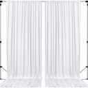 AK TRADING CO. 10 feet x 10 feet Polyester Backdrop Drapes Curtains Panels with Rod Pockets - Wedding Ceremony Party Home Window Decorations - White, 60"W x 120"L