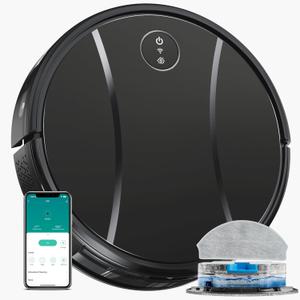 Robot Vacuum and Mop Combo,4200Pa Powerful Robotic Vacuum Cleaner with Self-Charging, Home Automatic Robot Aspiradora for Hard Floor, Low Carpet, Pet Hair, App&Voice&Remote Smart Control (Obsidian Black)