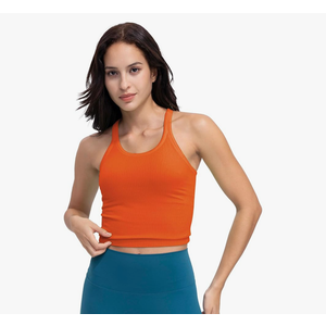 Seamless Ribbed Workout Racerback Tank Tops for Women (No Size)