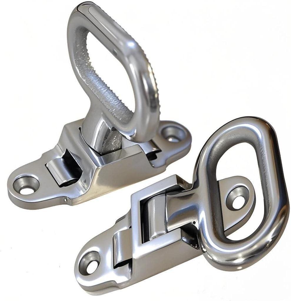 2 Pack Stainless Steel Folding Step, Heavy Duty 304, Non-Slip Tread, Utility Bed Body Handle for Boat, Yacht, RV, Truck (Silver)