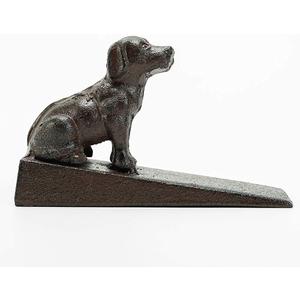 Sungmor Heavy Duty Cast Iron Dog Door Stops | Decorative Cute Animal Statue Metal Door Stopper Wedge with Non-Slip Mat | Solid & Antique Style Windproof Door Holder for Patio Yard Garden Farmhouse