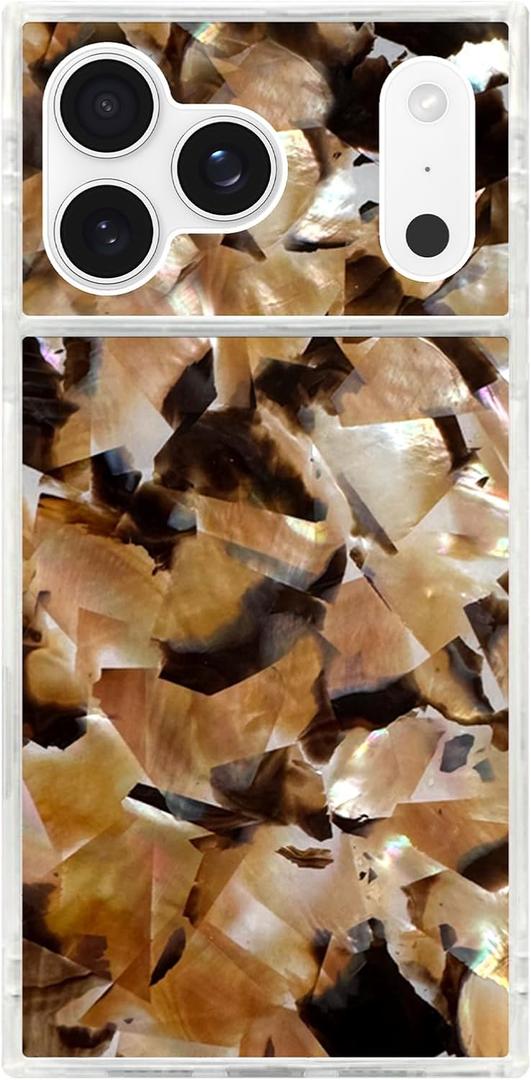 Flaunt Official Square Protective Case - Compatible with iPhone 17 Pro Max - Compatible with MagSafe & Wireless Charging - Drop-Tested & Shockproof - (Brown Abalone)