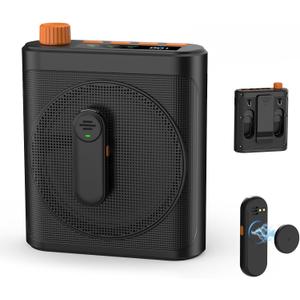15W Wireless Voice Amplifier with 2 Magnetic Lavalier Mics & Noise Reduction - Bluetooth 5.3 PA System for Teachers, Tour Guide, Yoga - 15H Rechargeable Battery, Waist-Mount Design (Black)