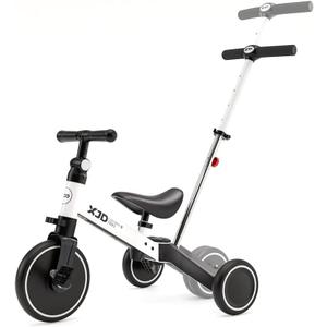 XJD 7 in 1 Toddler Bike with Push Handle,Tricycles for 1 to 3 Years Old, Toddler Tricycle with Push Handle for Boy Girl, Baby Balance Bike with Adjustable Seat Height and Removable Pedal (White)