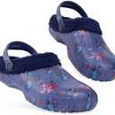 Disney Stitch Clogs for Women Winter Fleece Lining Warm Slip On Sandals Outdoor Garden Shoes with Strap Gifts for Women, 8.5-9