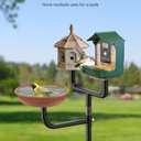 3 Holders Upgrade Bird House Pole with 90inch for Outdoor Bird Feeder Bath, Heavy Duty Adjustable Birdhouse Stand with 4 Plates & 5 Prong Base for Garden, Yard(NO Birdhouse & Birdbath)