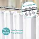 Vipfree 3 in 1 Shower Curtain Set, Waffle Shower Curtain and Liner Set with 12 Double Sided Shower Curtain Hooks, 258GSM Luxury Weighted Cloth Shower Curtains for Bathroom, 72 W x 72 H, White
