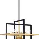 Small Black Gold Chandelier, Modern 8-Light Geometric Pendant Light Fixture, Industrial Square Hanging Chandelier for Dining Room, Kitchen Island, Foyer, Hallway