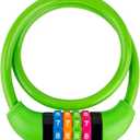 Bike Lock Cable, Bicycle Cable Lock with 4 Digit Combination & Alloy Lock Head, Resettable Kids Bike Cable Lock, 2 Ft x 0.45 IN, Lock for Bike, Scooter, Skateboard, Motorcycle, E Bike (Green)