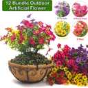 Grunyia Artificial Hanging Flowers Basket with Colorful Silk Daisies & Eucalyptus - UV/Sun-Resistant Plant for Outdoor Porch, Patio, Balcony - Indoor/Outdoor Home Decor