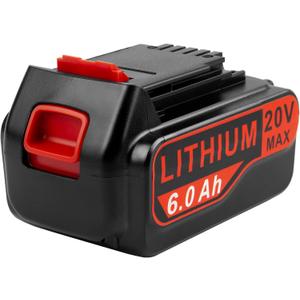 ARyee 20V 6.0Ah Replacement for Black and Decker 20V Lithium Battery Compatible with Black & Decker 20V Lithium Battery LB20 LBX20 LBXR2020 LB2X4020-OPE LBXR20-OPE Cordless Power Drill Driver Tools