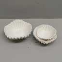 3 Pcs Ceramic Ruffle Bowl 3 Sizes Scalloped White Decorative Bowls Fruit or Key Holder for Modern Home Decor Entryway Living Room Coffee Table Centerpiece Decor Housewarming Gifts, approximately 4 inches, 5 inches, and 6 inches