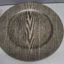Plastic Chargers for Dinner Plates Set of 4 - Large 13" Round Design -Colorfast and Elegant, Suitable for Dinner Settings, Weddings | Summer Table Decor, Great Gifts for Mom, Faux Wood Charger Plates