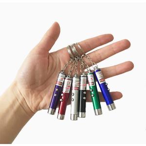 6PCS Cat Toy Mini Red Laser Pointer Cat Dog Interactive Training Tools White LED Torch Light with Keychain