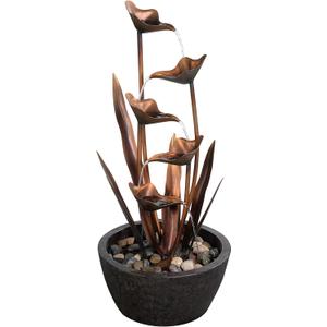 Hi-Line Gift Ltd. Tiered Leaves Stainless Metal Fountain Outdoor 35" H, Copper