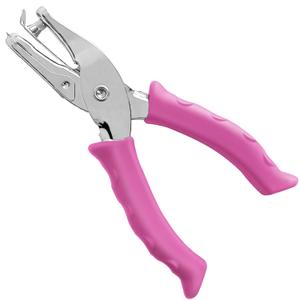 Single Hole Punch 1/4 Paper Hole Puncher for Crafts, One Hole Punch with Pink Soft Grip Handle, Small Hole Punch for Kids and Adults, Handheld Circle Punch for Paper Crafts in Home, Office, Classroom