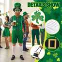 8 Pcs St Patrick's Day Costume Set with Hat Beard Suspender Necklace Glasses Bow Tie Socks Shoe Buckles for Men Adult Party Suit Outfit (Green)