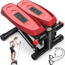 Steppers for Exercise, Adjustable Pedal Height Stair Steppers with Resistance Bands for Home Fitness, Mini Steppers with Max 350LBS Loading Bearing Portable Home Exercise Equipment