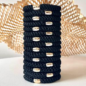 Tanha 15Pcs Hair Tie Bracelet,Hair Ties For Women Men,Ponytail Holders For Thick Hair,Strong Stretchy No Damage No Crease Hair Bands (Black)