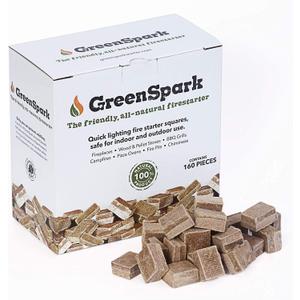 Firestarters Square 160 Pcs Natural Fire Starters for Grill, Smoker, Pizza Oven, BBQ, Wooden & Pellet Stove, Fire Pit, Long Burn, Waterproof,All Weather, Safe for Indoor/Outdoor Use