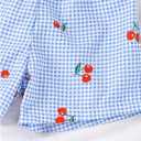 Toddler Girl's 2 Piece Cute Summer Outfits Plaid Cherry Camisole Top and Shorts Vacation Matching Set (4T, Light Blue)