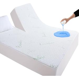 Split King Mattress Protector for Adjustable Bed, Cooling and Breathable Bamboo Viscose Waterproof Split Top King Mattress Pad Cover with 6-18 inches Deep Pocket, 32-34 inches Split from Head