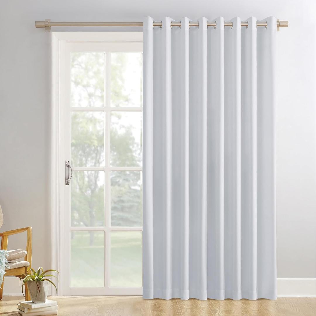 Sun Zero Easton Extra-Wide Blackout Grommet Sliding Patio Door Curtain Panel (84"W x 100"L (Pack of 1), Dove White)