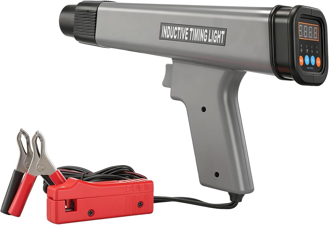 Digital Automotive Timing Light 12V,Timing Gun with Tachometer & Advance Angle, Inductive Clamp for 2/4-Stroke Gasoline Engines for Car/Motorcycle/Marine