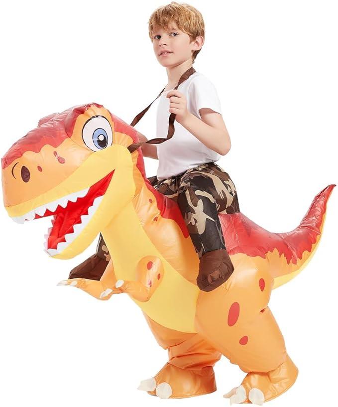 Inflatable Dinosaur Costume Kids Blow Up T Rex Dino Costumes Funny Fancy Dress for Halloween Party 4-6 Y