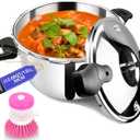 Stainless Steel Pressure Cooker 12 quart Peterboo Induction Compatible Thickened Pressure Cooker with Spring Valve Safeguard Devices, Compatible with Gas & Induction Cooker 8-12 people Use