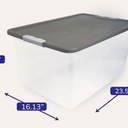 HOMZ Secure Latch, Clear Plastic Storage Organizer Bin, 64 Quart, Gray Lid - Heavy-Duty Container Box with Lid for Home, Office, and Garage