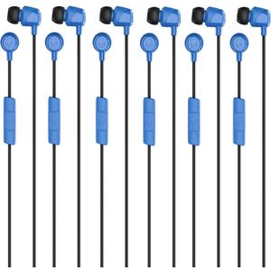 Skullcandy Jib Wired Earbuds with 3.5mm Plug, Noise Isolating Fit, Built-in Microphone Call and Track Control, Convenient for Travel (6 Pack) - Cobalt Blue