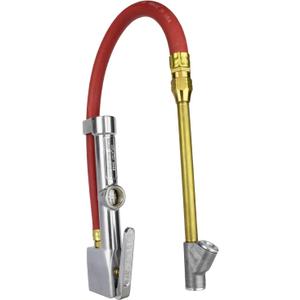 New & Improved - Tire Inflator Gauge with Dual Head Straight Foot Air Chuck 15 Air Hose 10-160 PSI (Box of 5)