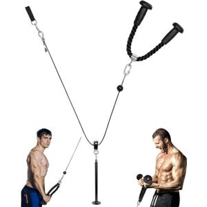 Hikeen Ergonomic Tricep Rope Cable Attachment with Anti-Slippery Rubber Grip,Tricep Pull Down Attachment -Reduces Wrist Pressure and Skin Rubs,Tricep Pull Down Rope for Gym & Home Gym with Carabiner