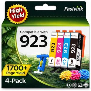 923 Ink Cartridges for HP Printers Compatible HP 923 Ink Cartridges No Chip 4-Pack for HP OfficeJet Pro 8130e 8125e 8135e 8138e 8120e 8132e (Black Cyan Magenta Yellow)