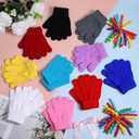 Grevosea 10 Pairs Kids Winter Gloves Full Fingers Knit Stretchy Warm Gloves Black Glove Bulk for Boys Girls 5.5" 3-10 Years