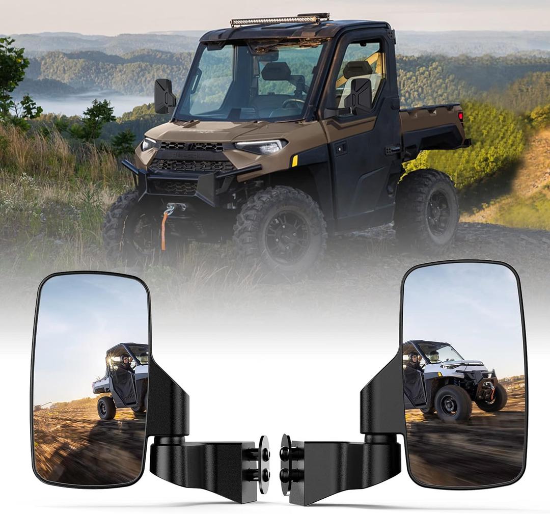 Ranger Side Mirrors Door Mounted, Esploratori UTV Side Mirrors for Full-Door Polaris Ranger Compatible With 2018-2024 Polaris Ranger CREW SP XP 570 1000 2019-24 Commercial Pro XDONLY FOR FULL DOORS