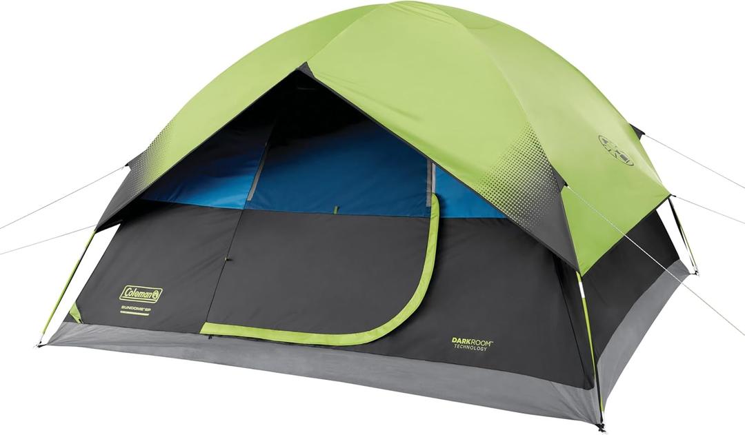Coleman Sundome Dark Room 6 Person Tent, Blocks 90% of Sunlight to Keep Inside Cool, Weatherproof Tent with Rainfly Sets Up in Minutes