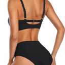 Tempt Me Two Piece Swimsuits - High Waisted Bikini Tummy Control Full Coverage Bathing Suits Ruched Tie Knot Swimwear (Black, XXL)
