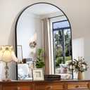 CIRCUMI Arched Wall Mirror, 36"x48" Black Arched Mirror with Tempered Glass, Metal Frame, Large Size for Bathroom, Living Room,Entryway,Over Sink, Arch Mirror for Decor,Shatterproof&Crystal-Clear