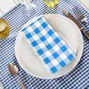 Blue Gingham Napkins Disposable Rectangle: 100PCS Checkered Paper 15.7x11.8 Inch for Dinner Party