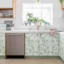 Naphite Green Leaf Peel and Stick Wallpaper Boho Modern 197inL 17.3inW Contact Paper for Cabinets Sage Green Leaves Self Adhesive Removable Wallpaper for Bathroom Waterproof Botanical Flower Decor