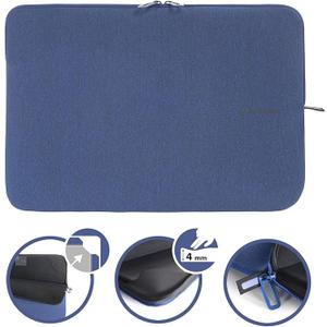 TUCANO Melange Neoprene Sleeve Comp. with MacBook Pro 16” / Laptop up to 15.6”, 4mm Thick, Anti-Slip, Anti-Scratch Blue