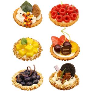 Hoypeyfiy Artificial Egg Tart Models Set,6 Packs Artificial Fruit Cakes Desserts for Window Decor,Home Kitchen Decor, Bakery Shop Display