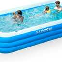 Sloosh Inflatable Swimming Pool with Seats, 120" x 72" x 22" Full-Sized Blow Up Durable Thickened Above Ground Family Pool for Summer Water Party Backyard Garden Lawn, Blue