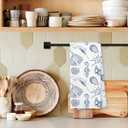 Giosve Blue Coastal Beach Kitchen Towels, Ocean Beach Hand Towels for Bathroom, Seahorse Seashell Decor Dish Tea Towels for Kitchen, Ocean Coastal Bathroom Decor, 16x24 Inch