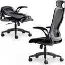 Tervo Model U | Folding Office Chair for Small Spaces | Gaming Chair for Adults & Kids | Ergonomic Mesh Computer Chair for Bedroom | Foldable Desk Chair for Home Work (Midnight Black Headrest), One Size