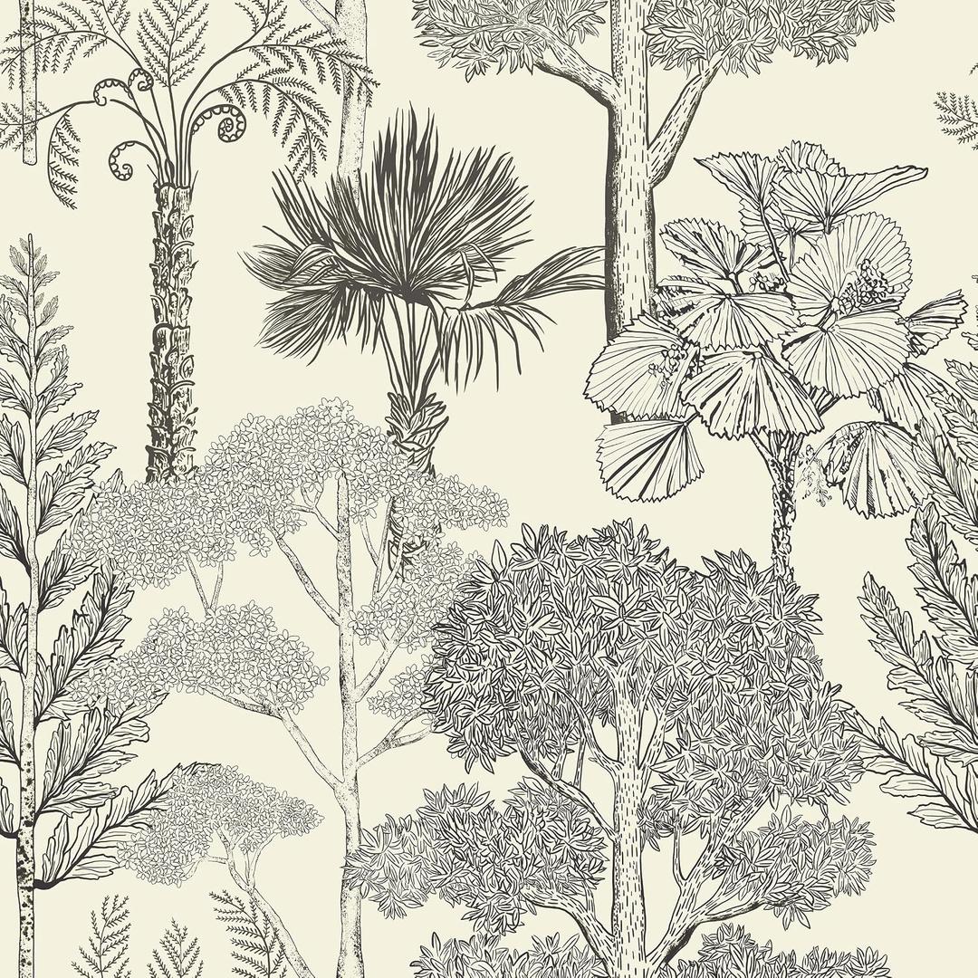 Safiyya Peel and Stick Wallpaper Beige Forest Contact Paper 17.3" x 393" Vintage Tree Wall Paper Renter Friendly Self Adhesive Removable Wallpaper for Bathroom Vinyl