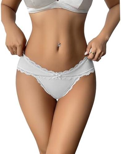 Avidlove Womens Underwear Cotton Panties Cheeky Bikini Underpanties Lace Stretch Hipster Briefs, XL